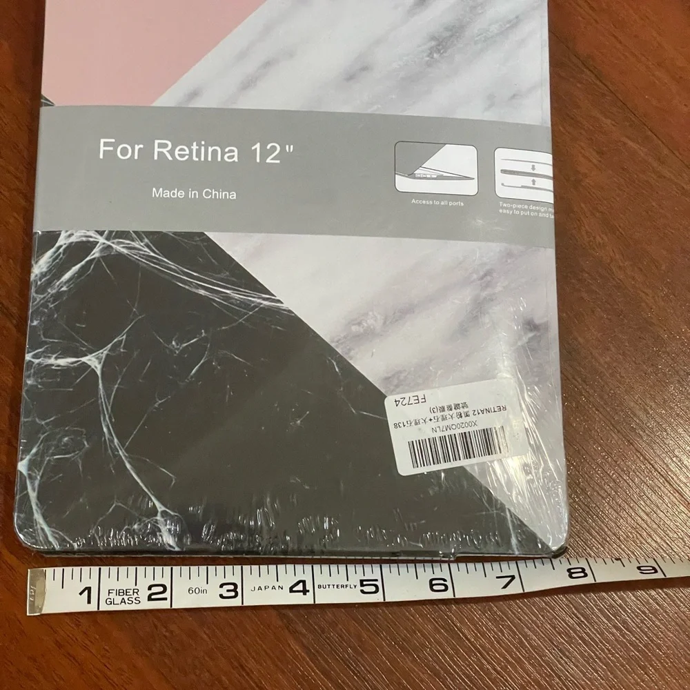 MacBook Retina 12 case two piece thin lightweight pink black gray marble design